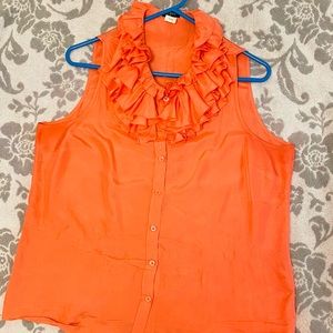 J Crew Frilly Peach Silk Blouse - Size 14